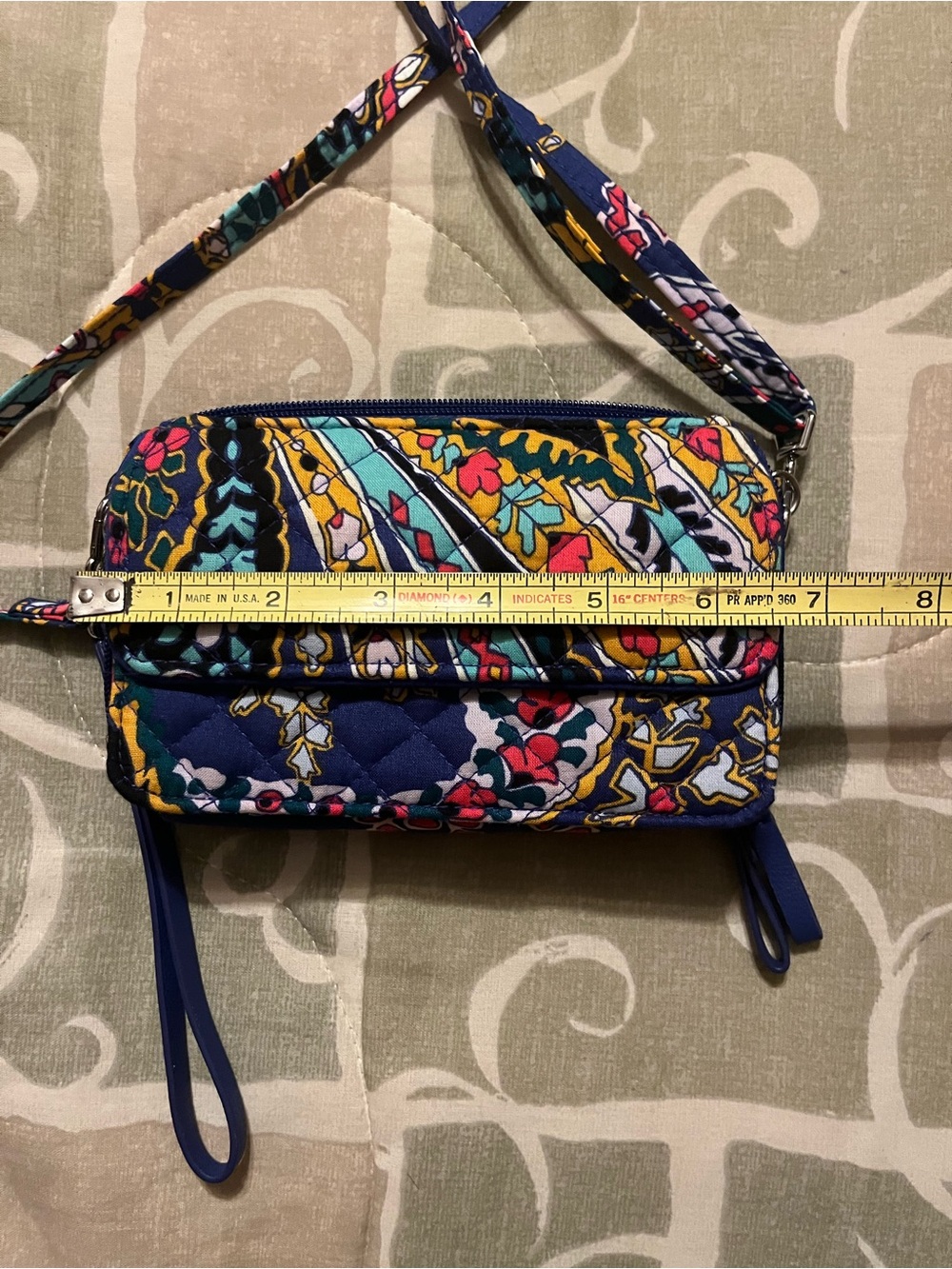Vera Bradley Navy Multicolor Quilted Crossbody Wallet - Picture 7 of 8